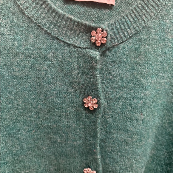 Zara Women's Green Sweater Small with jewel buttons - Picture 3 of 5
